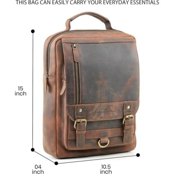 Handmade World Leather Backpack Convertible to Sling Bag \'The UpVibe\' Fits 16 main image 6
